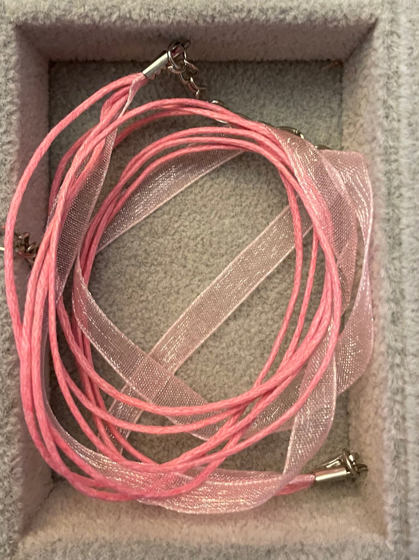 Organza and waxed necklace cords