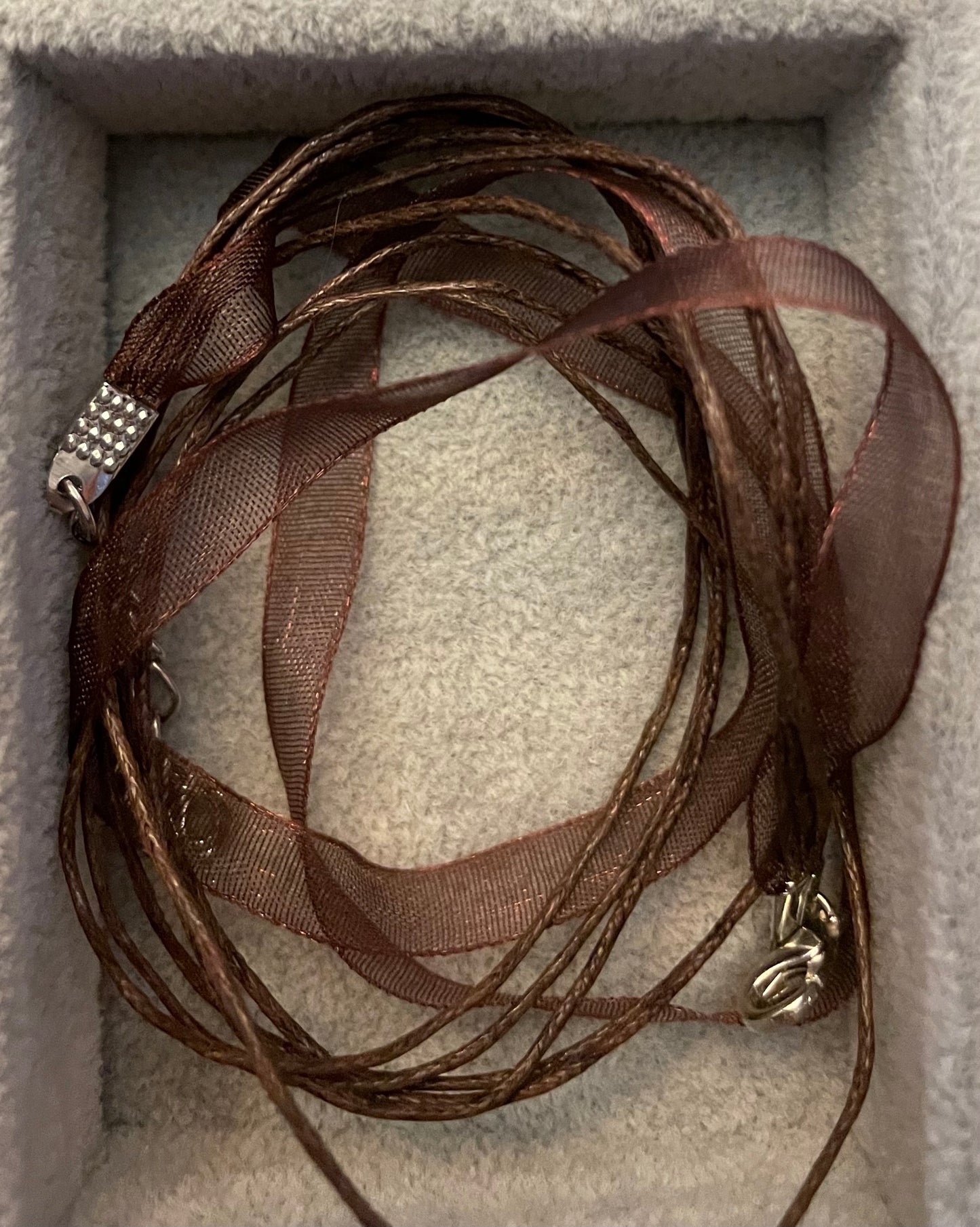 Organza and waxed necklace cords