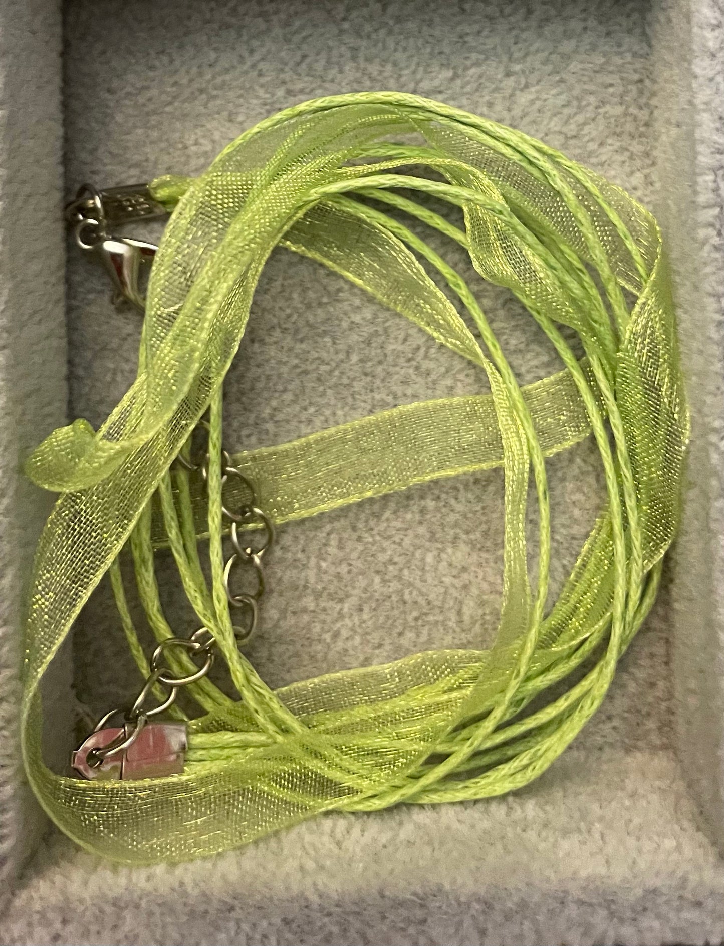 Organza and waxed necklace cords