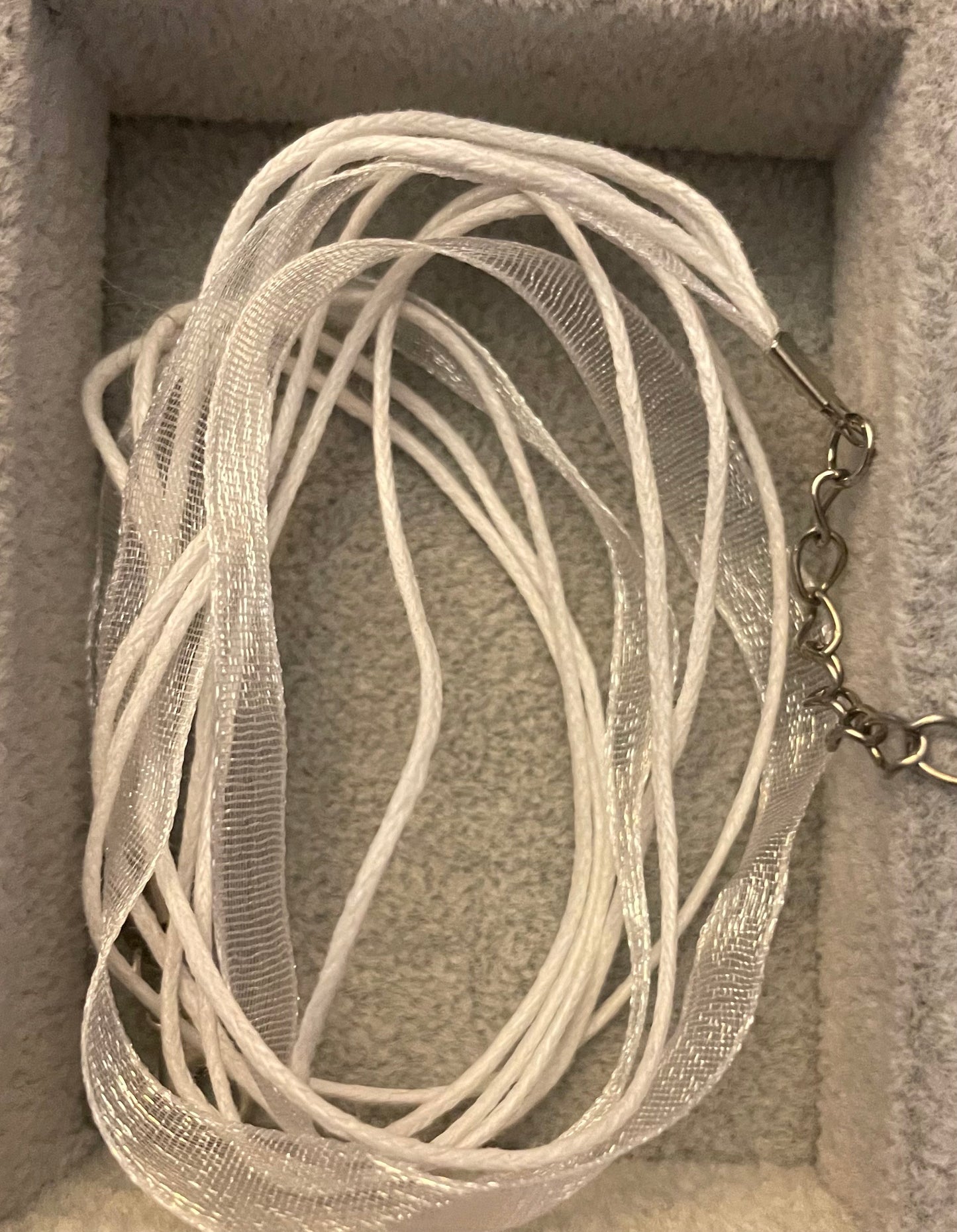 Organza and waxed necklace cords