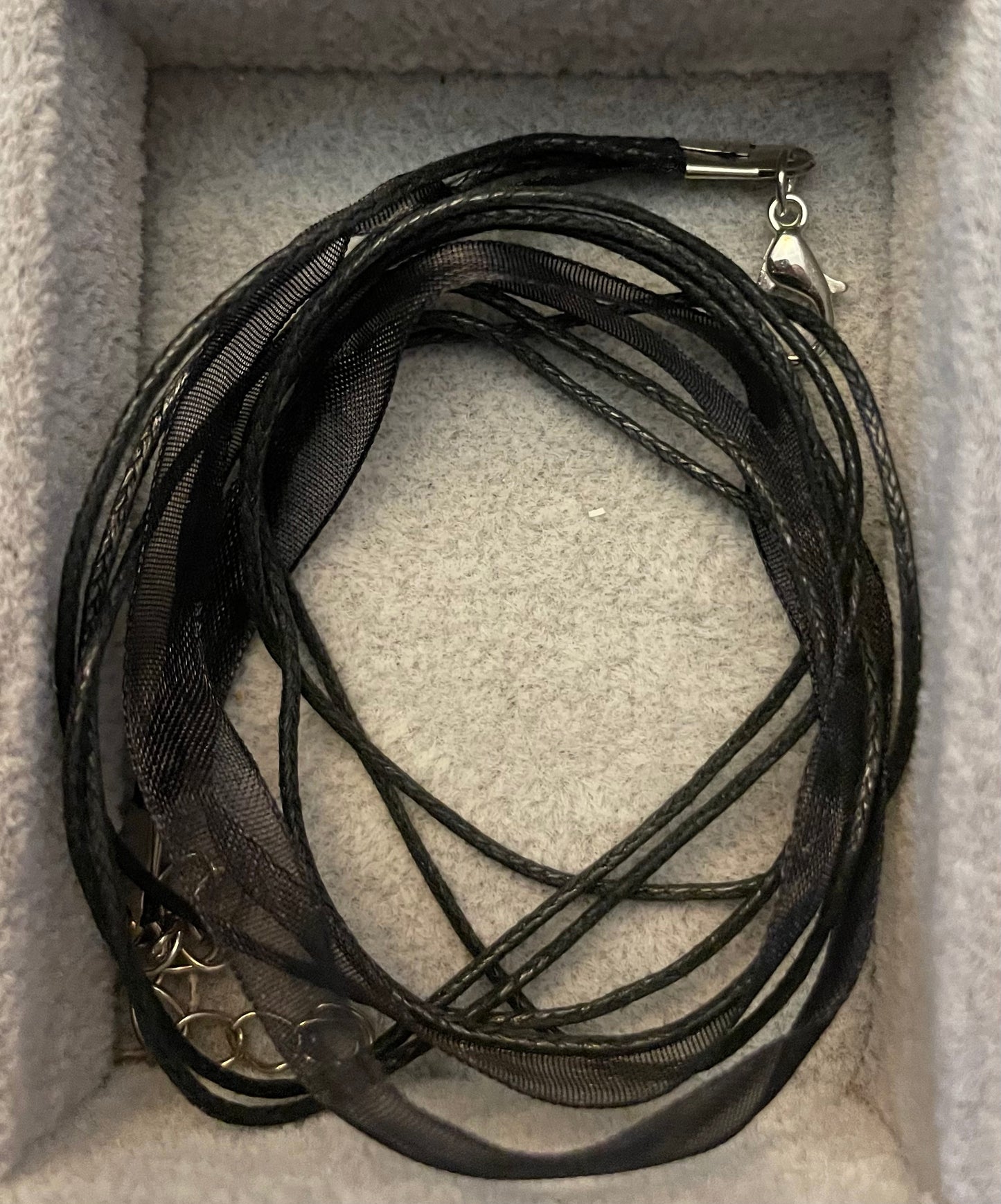 Organza and waxed necklace cords