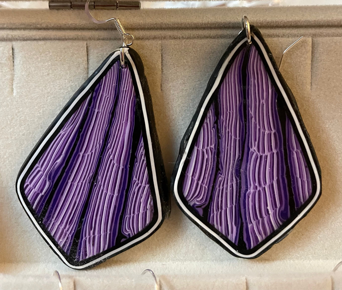 Kite Purple and Black Earrings