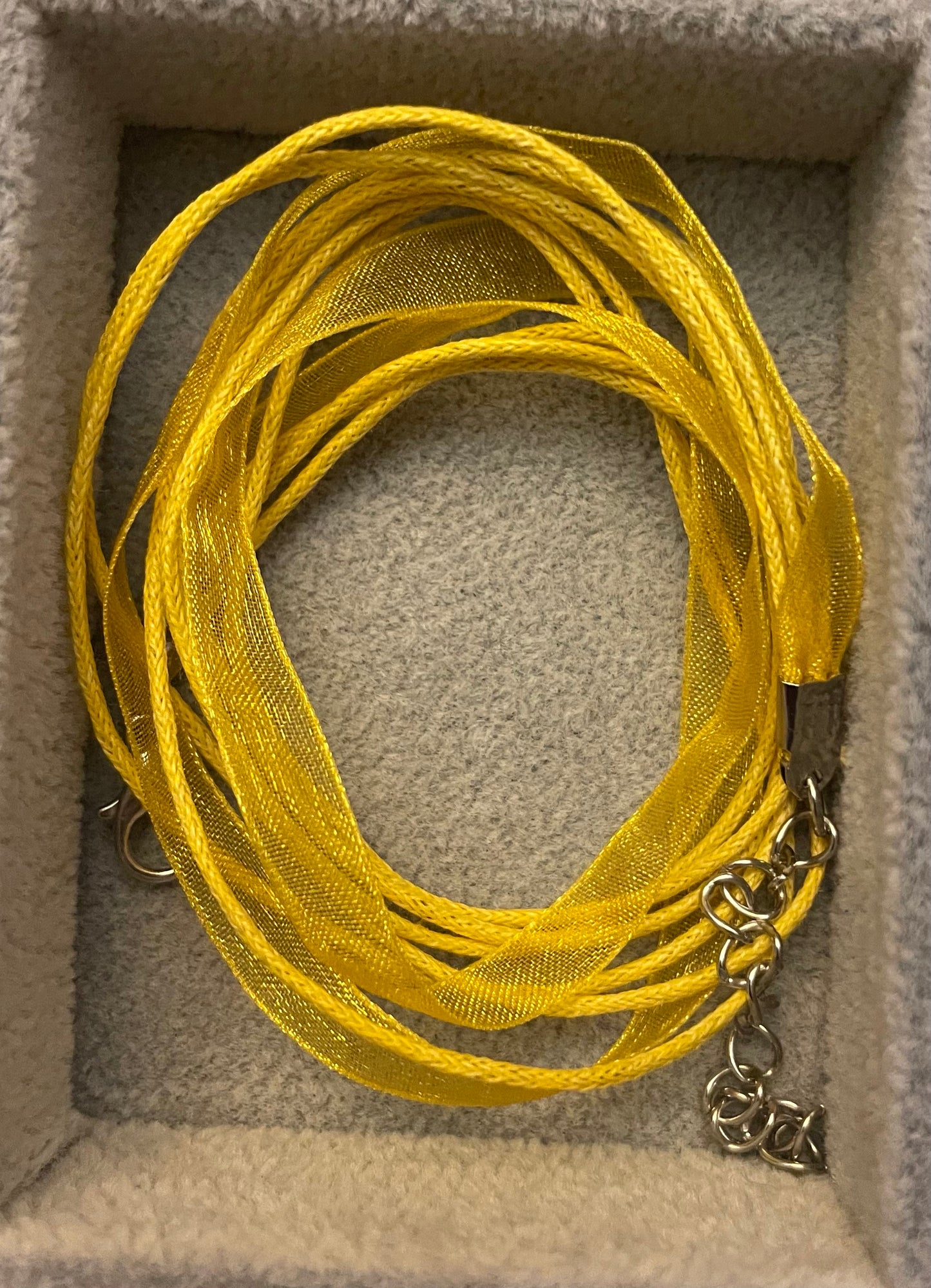 Organza and waxed necklace cords