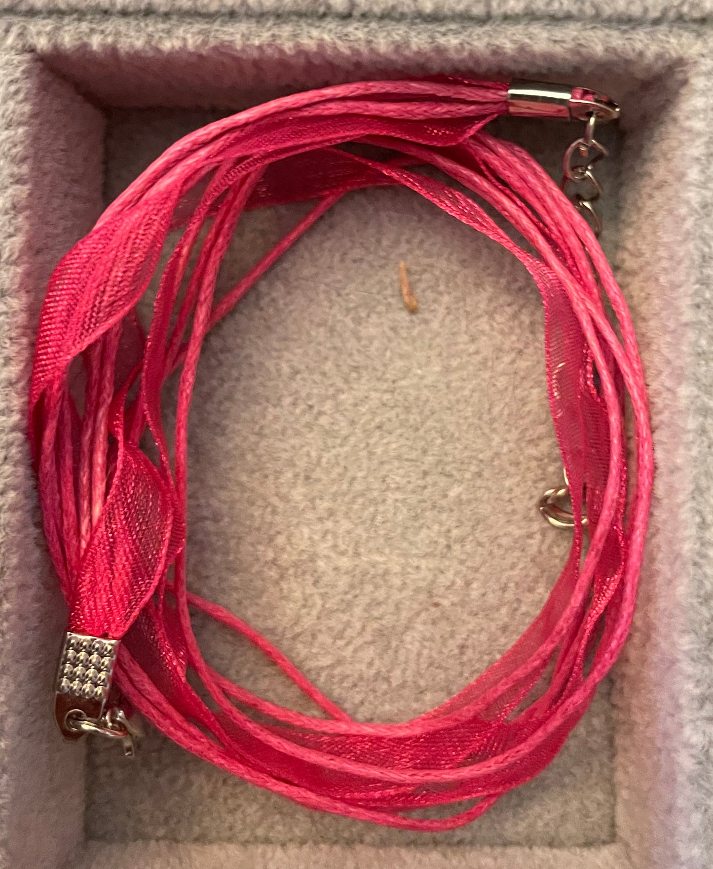 Organza and cord necklaces with silver tone lobster claw clasps