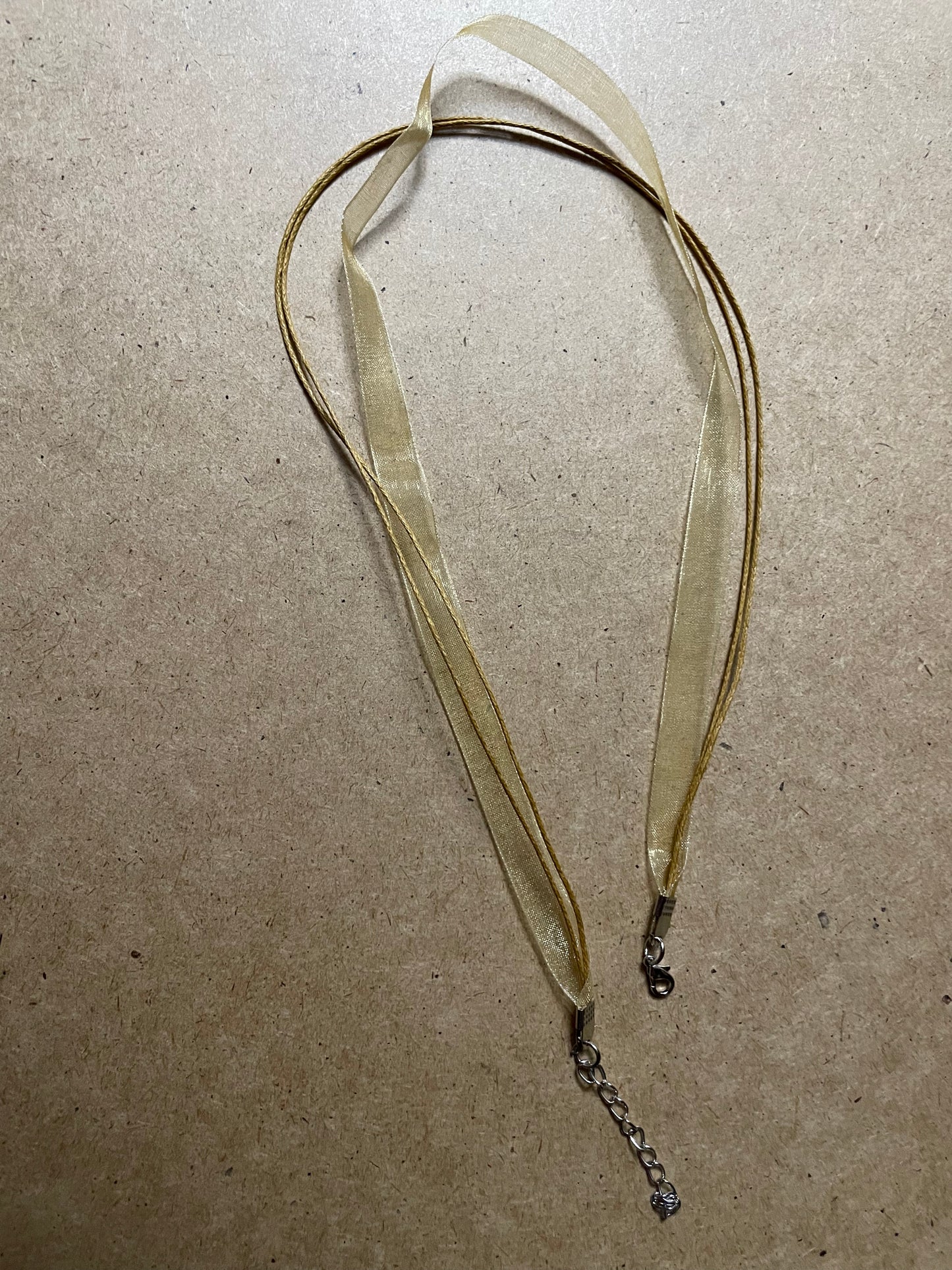 Organza and cord necklaces with silver tone lobster claw clasps