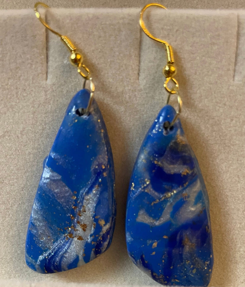 Faux Labradorite Apostrophe wire earrings