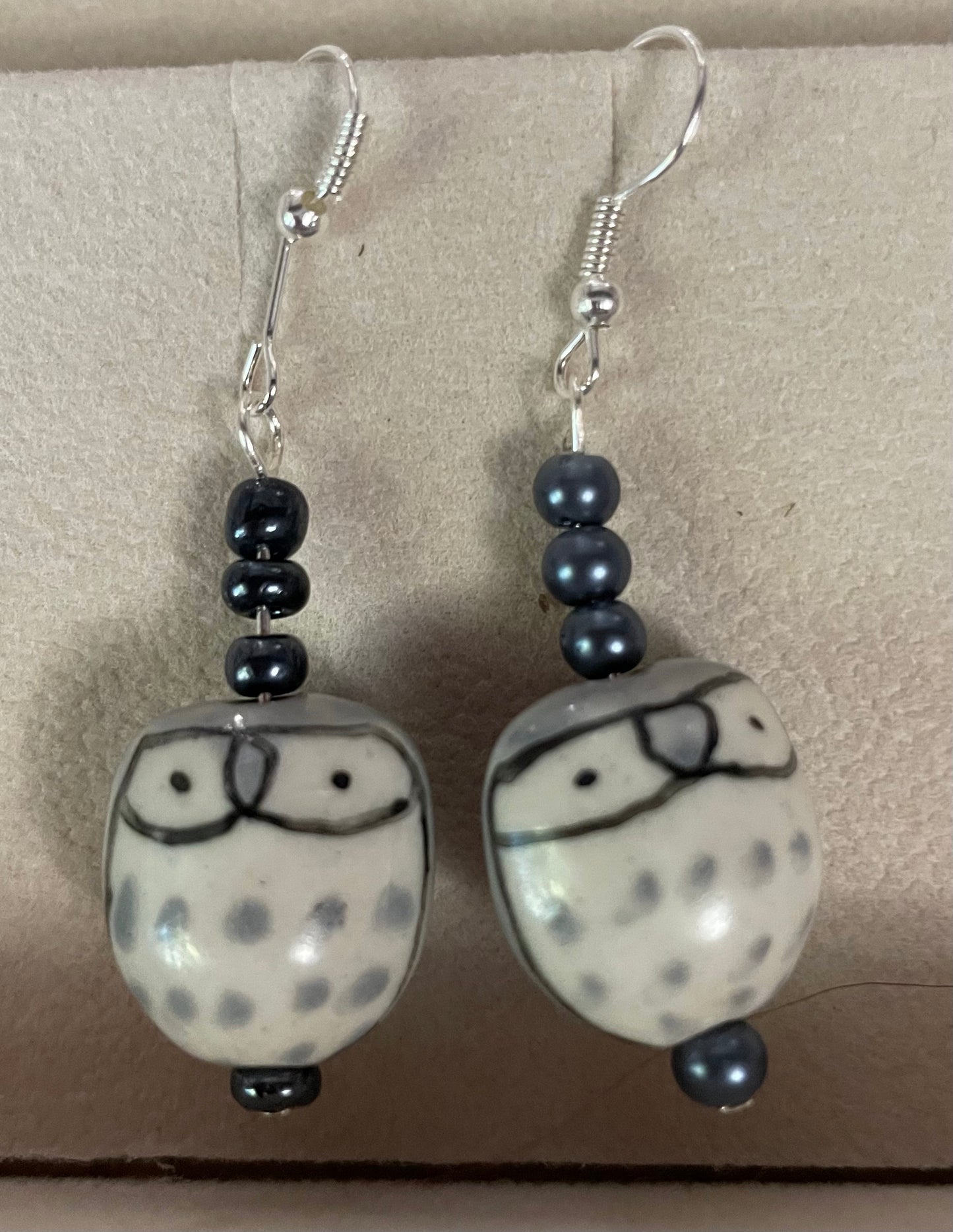 Ceramic owl earrings