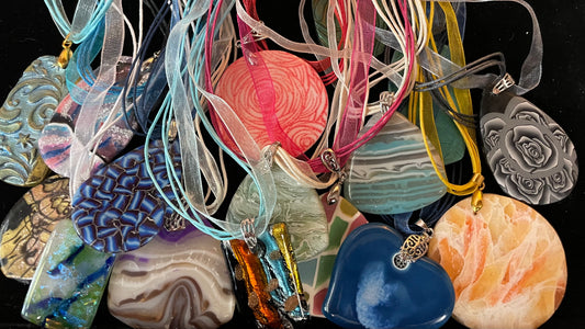 Organza and cord necklaces with silver tone lobster claw clasps