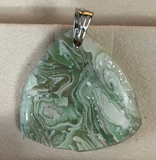 Faux stone Green and white pendant