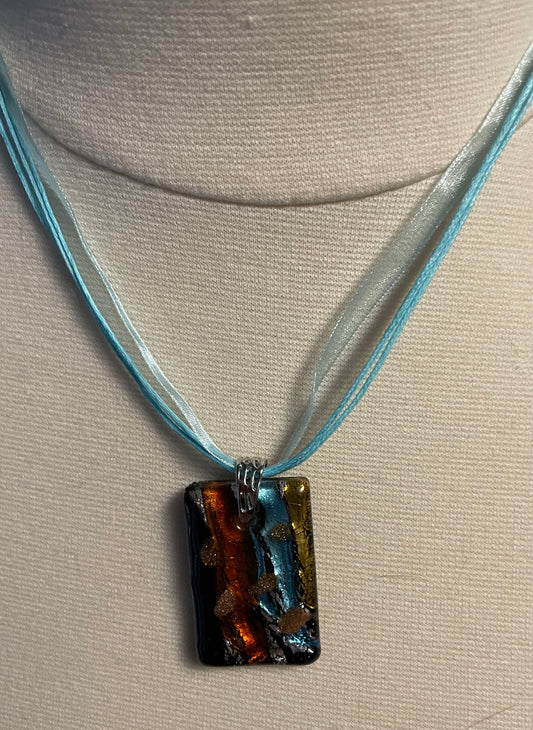 Bronze and Blue Resin Pendant