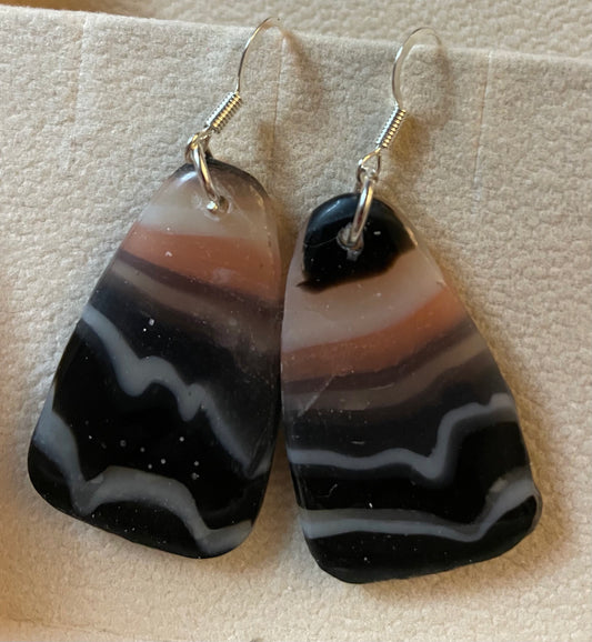 Waves in translucent and black earrings