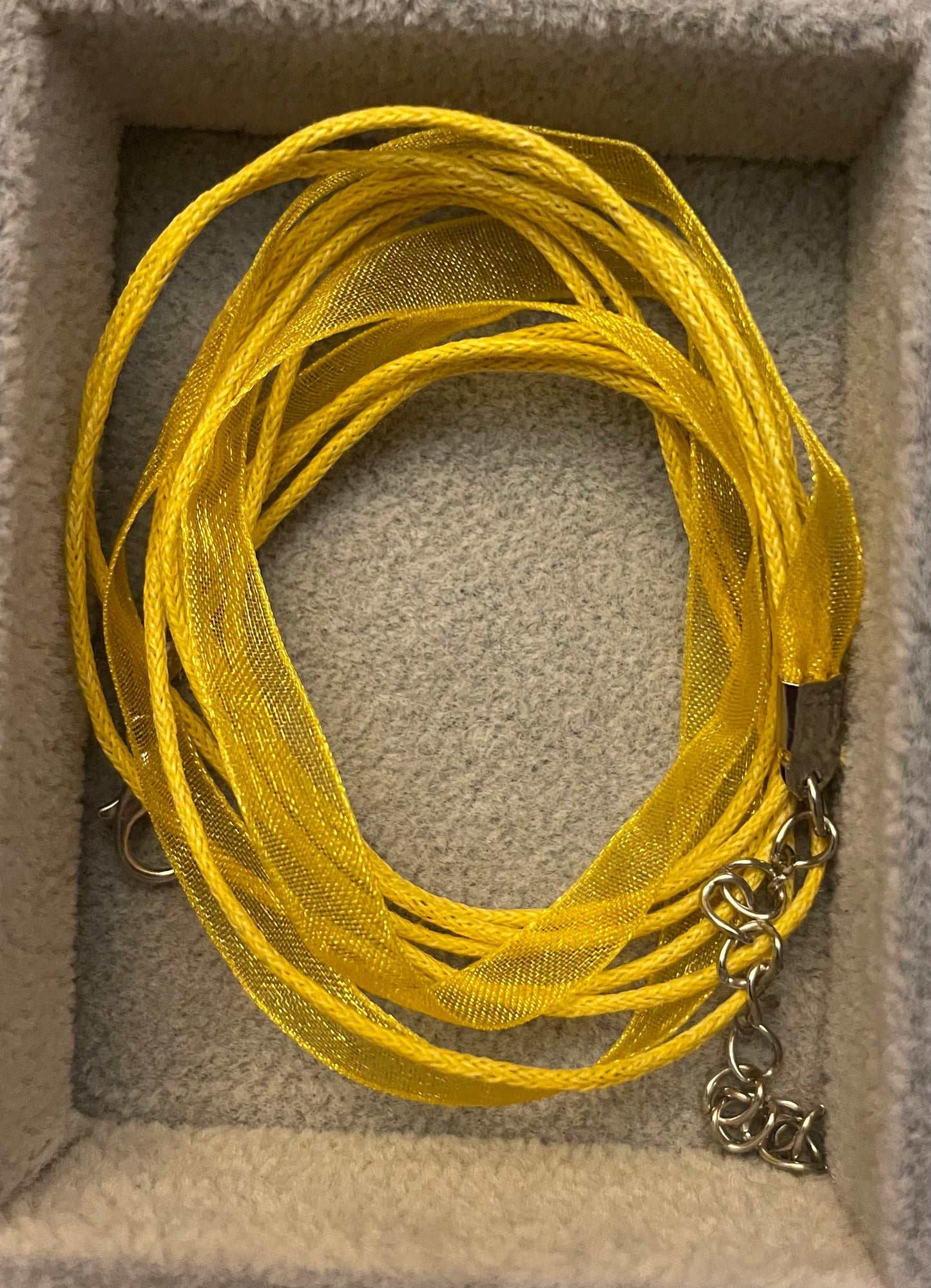 Organza and cord necklaces with silver tone lobster claw clasps