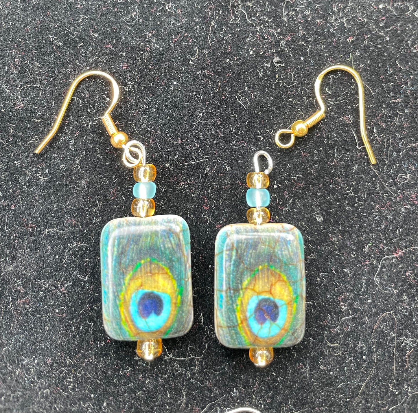 Peacock Rectangular Earrings