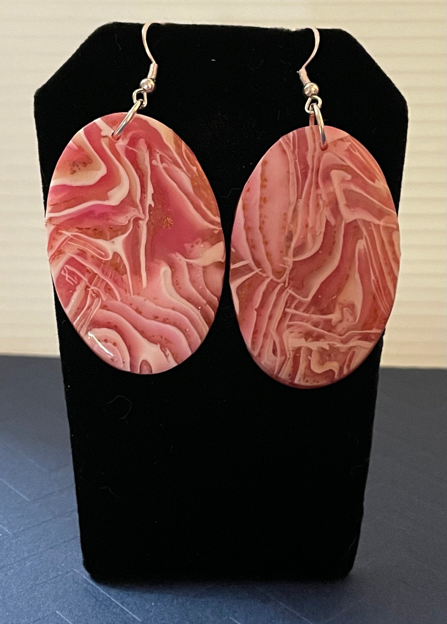 Red on white earrings