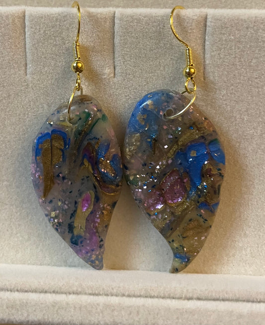Translucent glittery apostrophe earrings