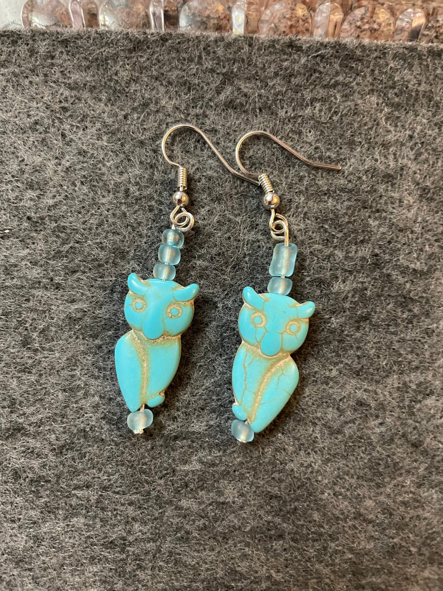 Turquoise owl earrings