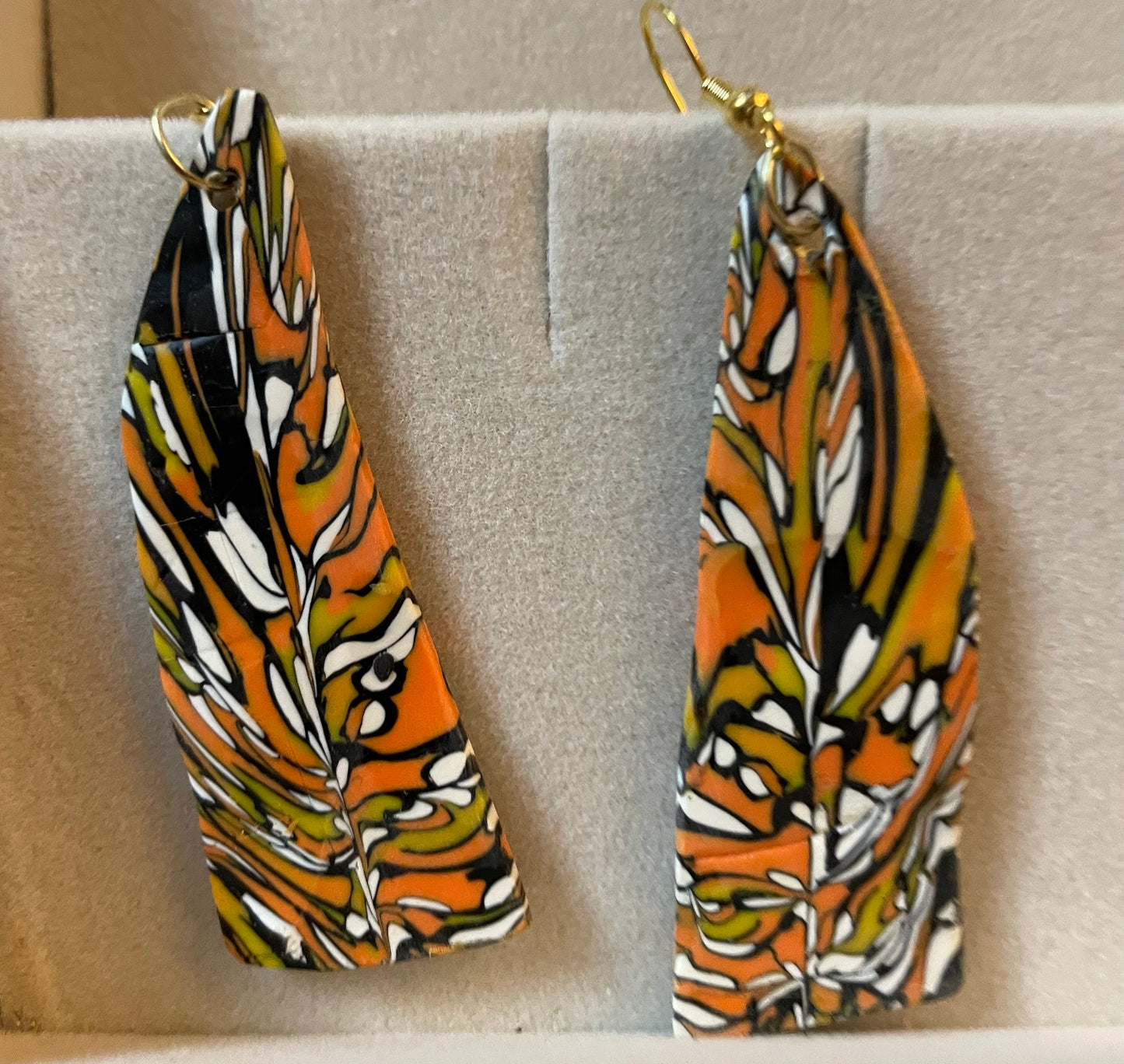 Pointy orange and yellow butterfly earrings