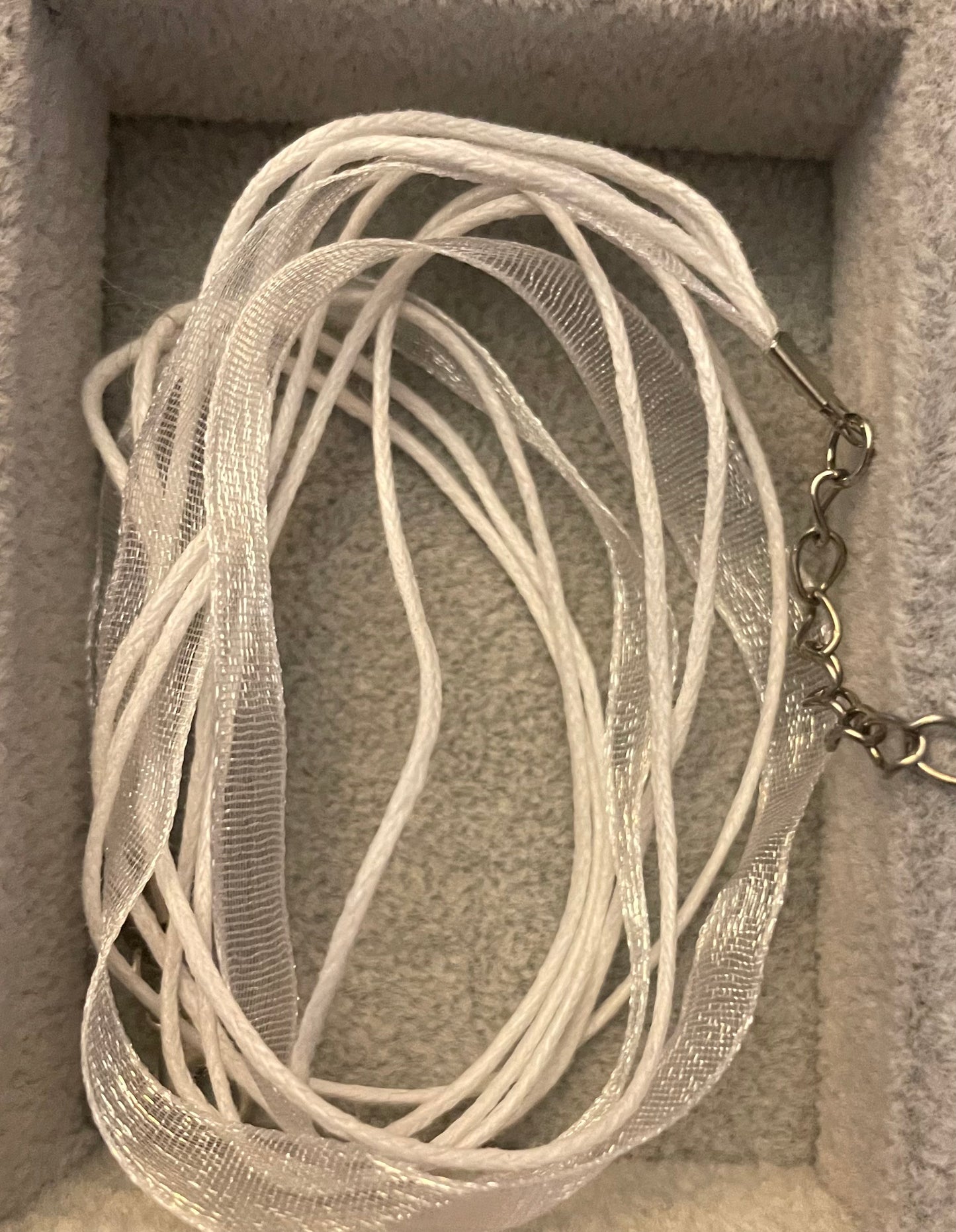 Organza and cord necklaces with silver tone lobster claw clasps