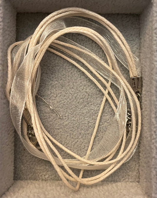Organza and waxed necklace cords