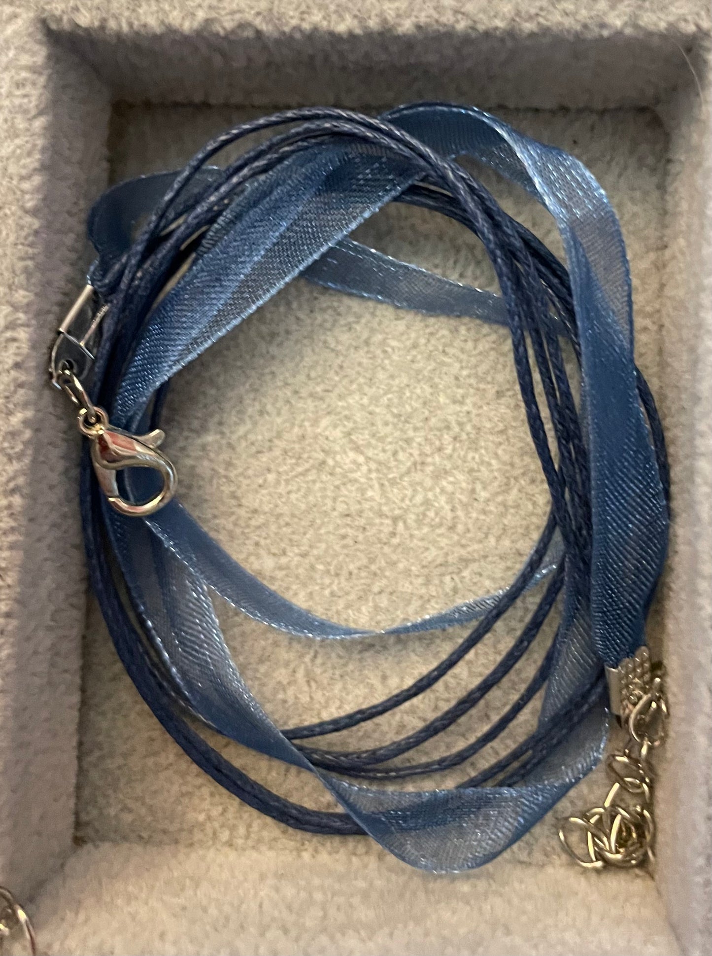Organza and cord necklaces with silver tone lobster claw clasps