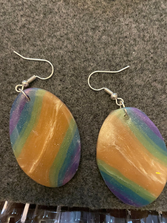 Pearlescent Oval Rainbow Earrings