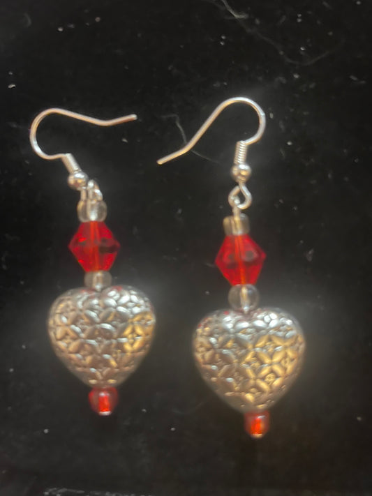 Small silver toned heart earrings