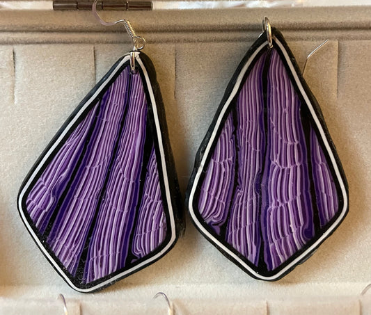 Kite Purple and Black Earrings