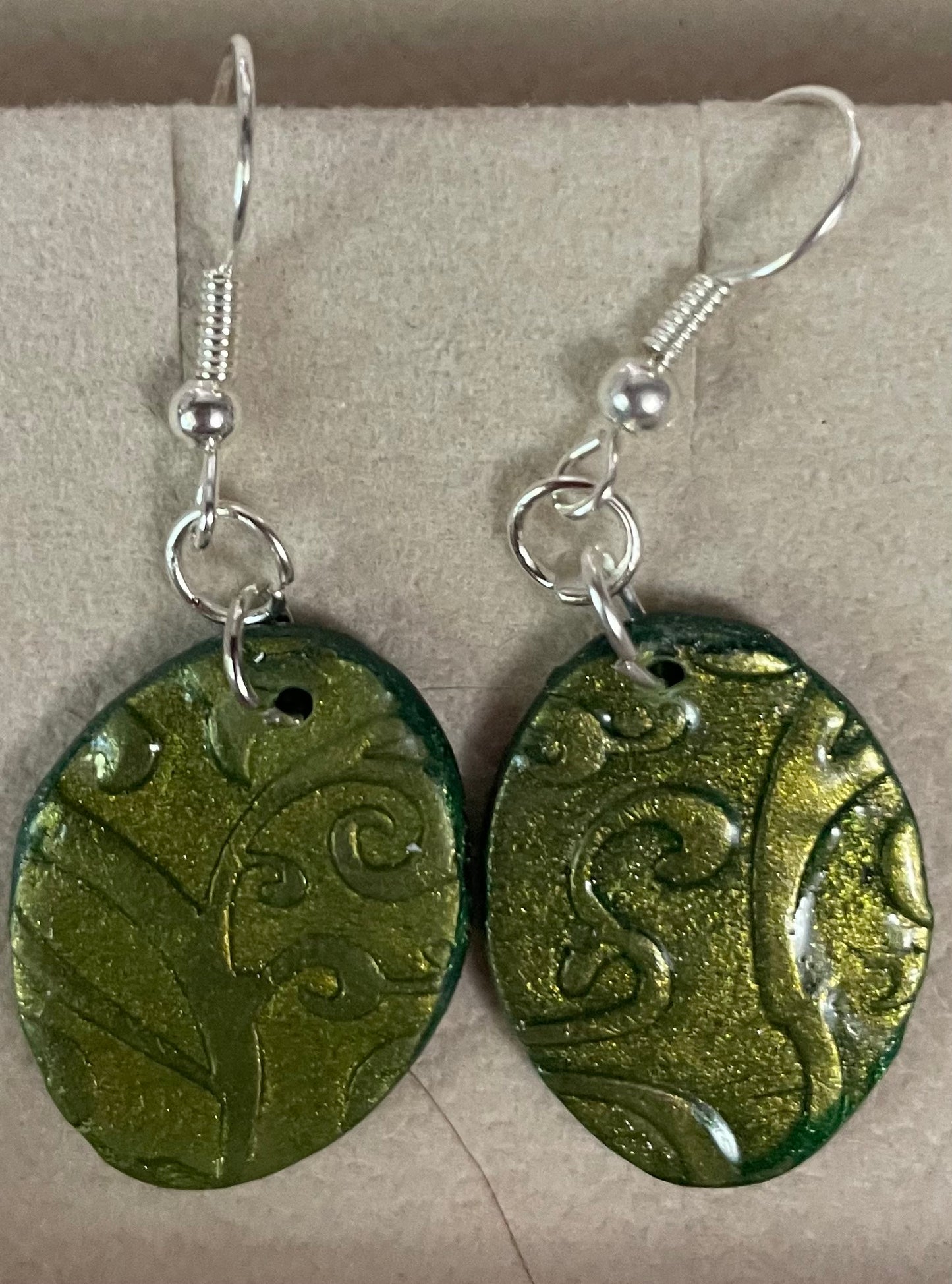 Iridescent Olive Green Earrings