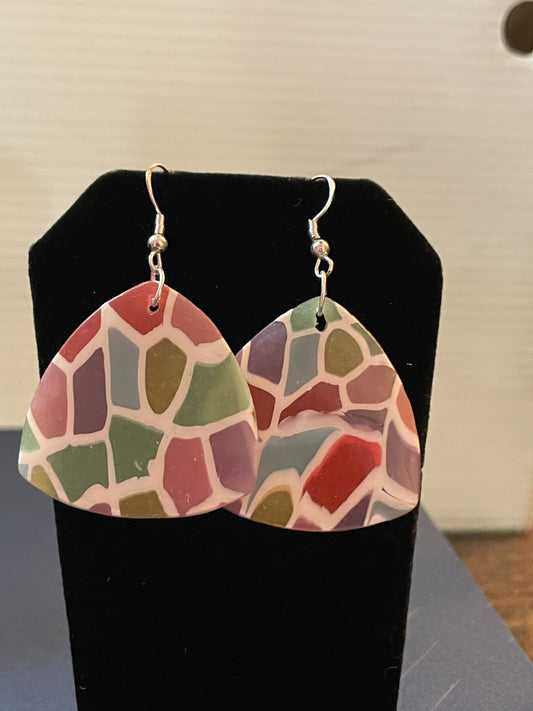 Stained glass clay earrings A