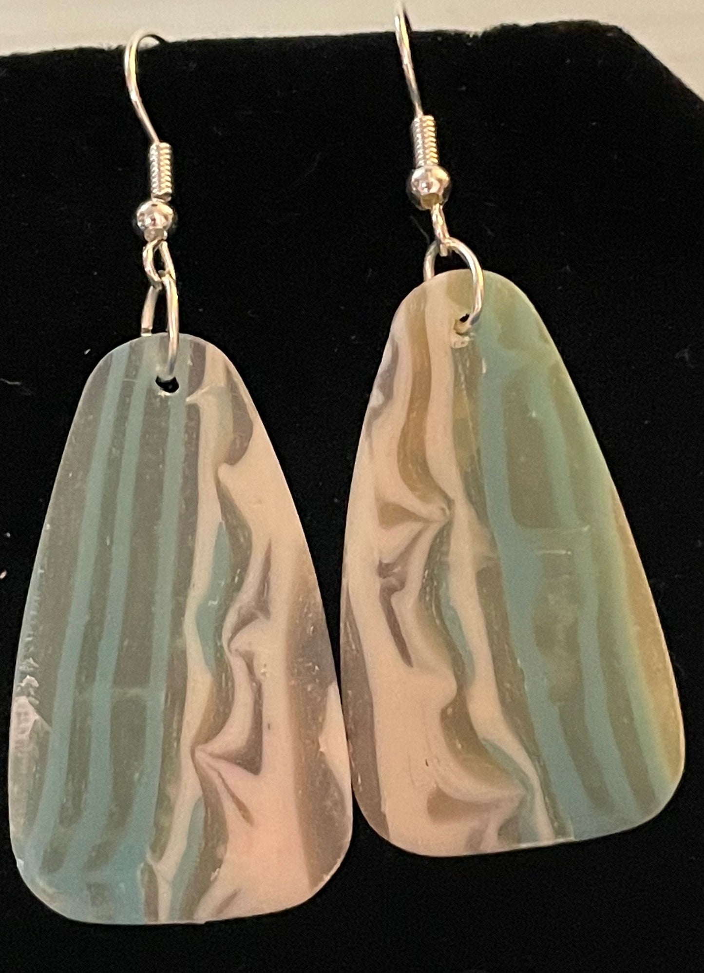 Aqua ,silver and translucent mailbox shape earrings