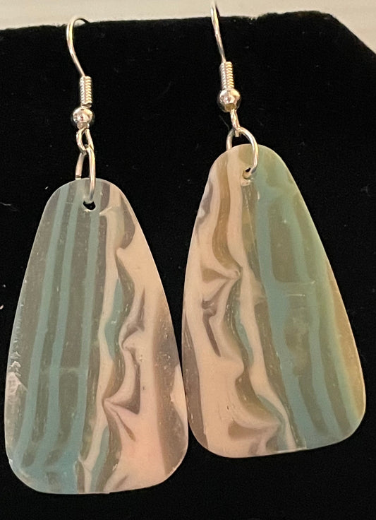 Aqua ,silver and translucent mailbox shape earrings