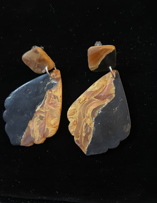Black and Gold Dangle Earrings