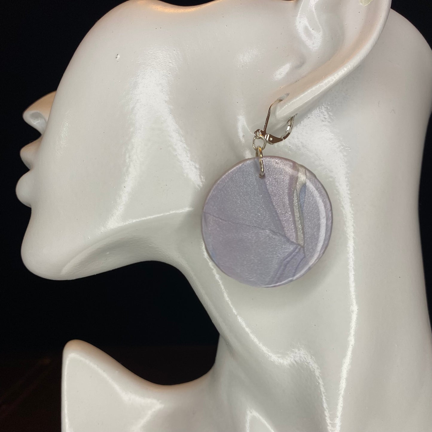 Faux Mother of pearl clay earrings