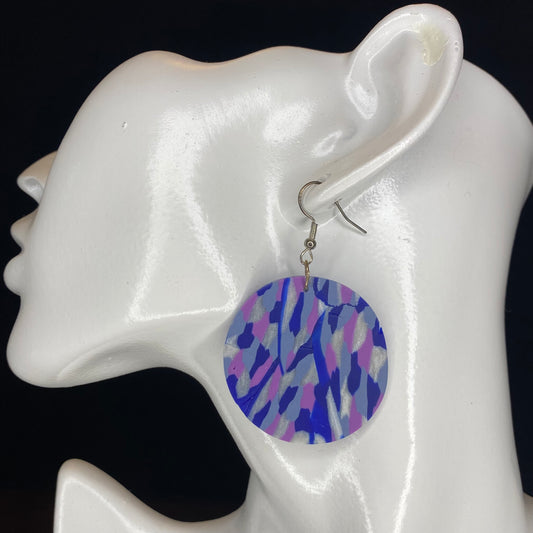 Featherweight Series - Royal blue, purple and silver circle earrings