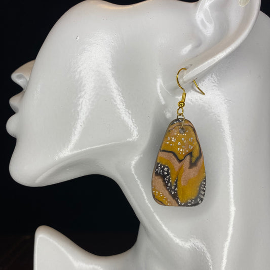Gold and Black Glitter Earrings