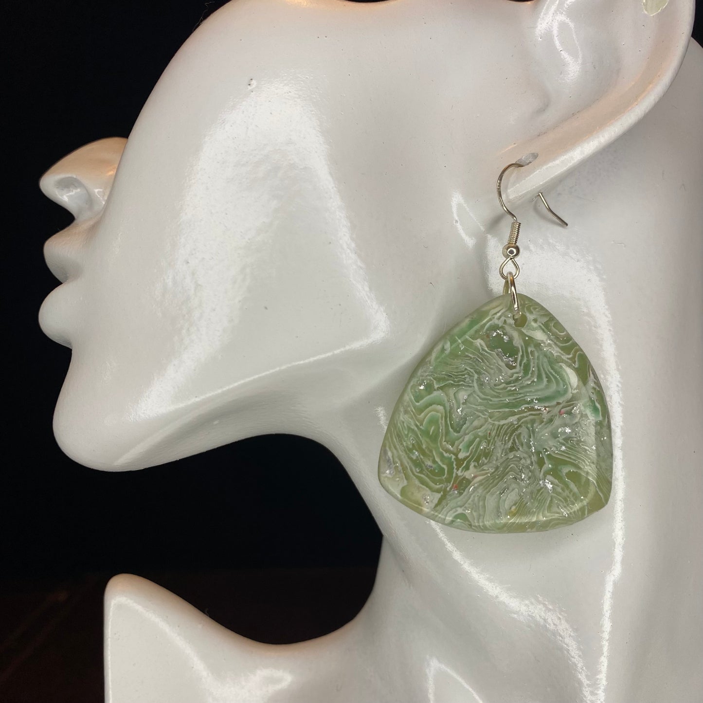 Faux Stone Dimensional Green Earrings