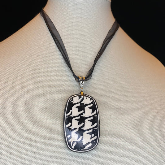 Herringbone Black and White Pendant