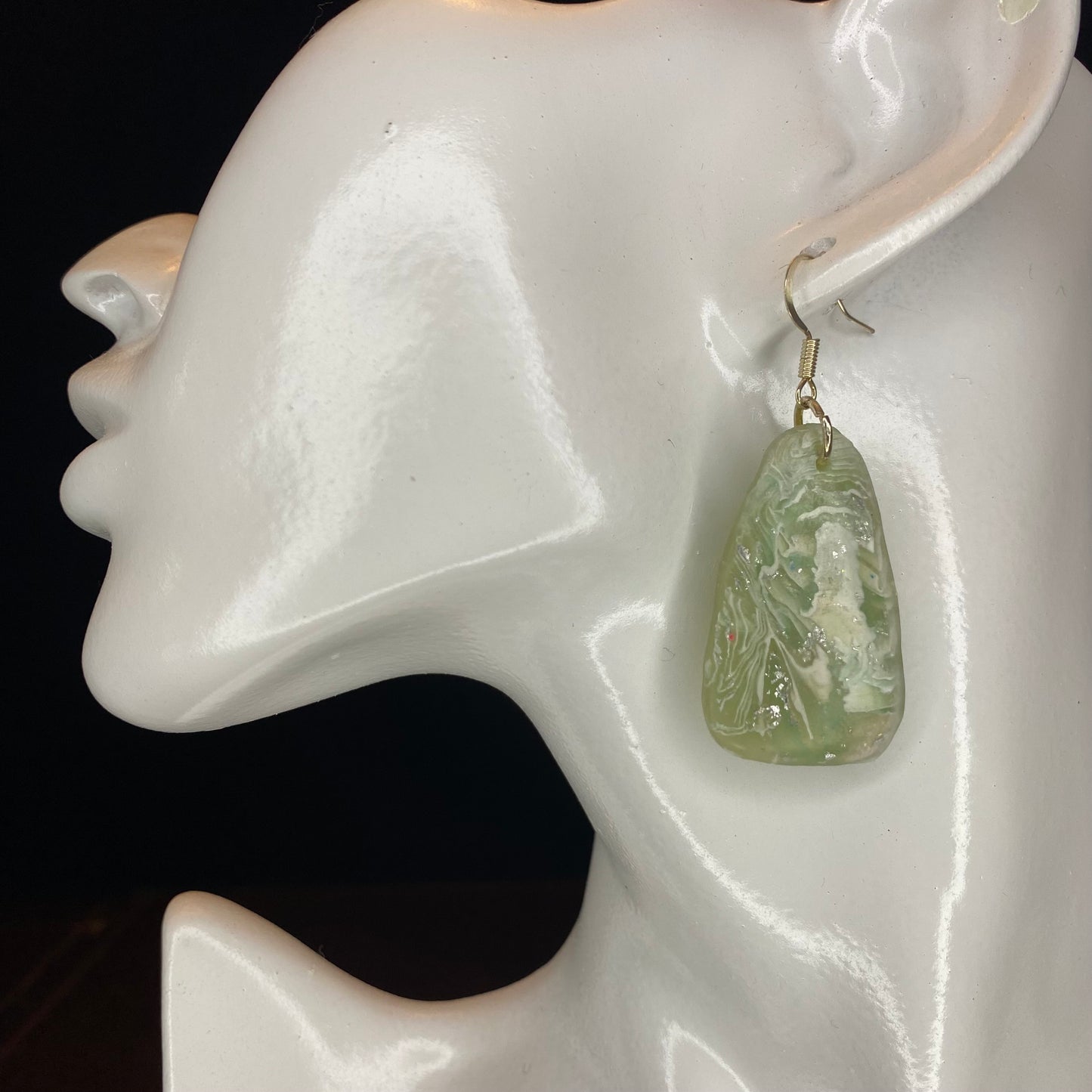 Faux Stone Dimensional Green Earrings