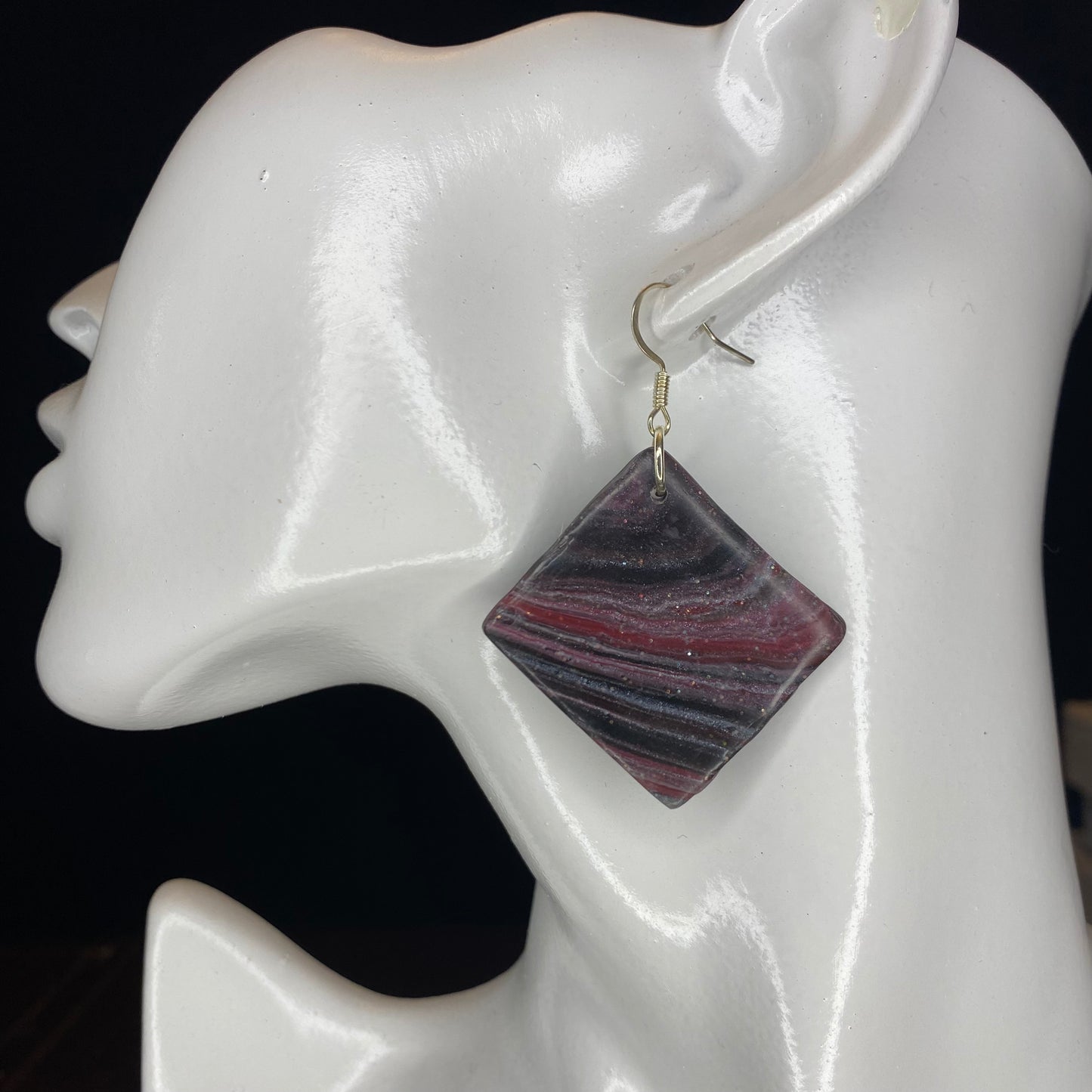 Black and Red Silver Earrings