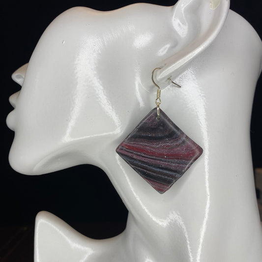 Black and Red Silver Earrings