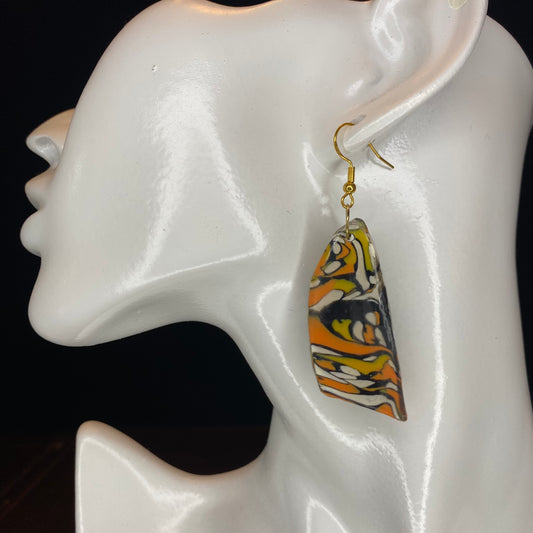 Cat’s Eyes Orange and Black Earrings