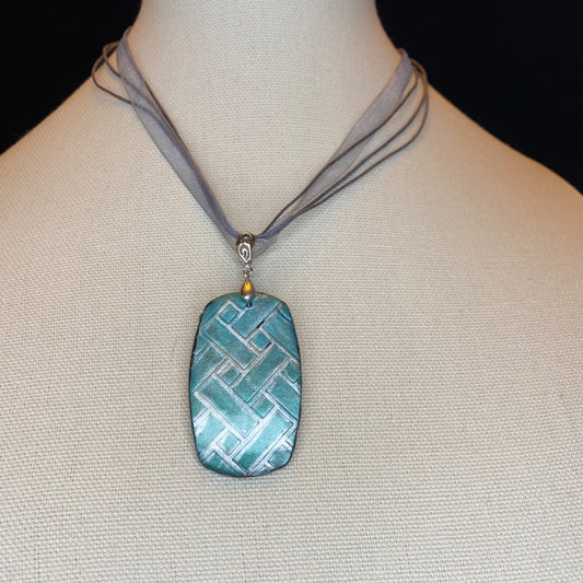 Palace Green and Silver Mica Pendant
