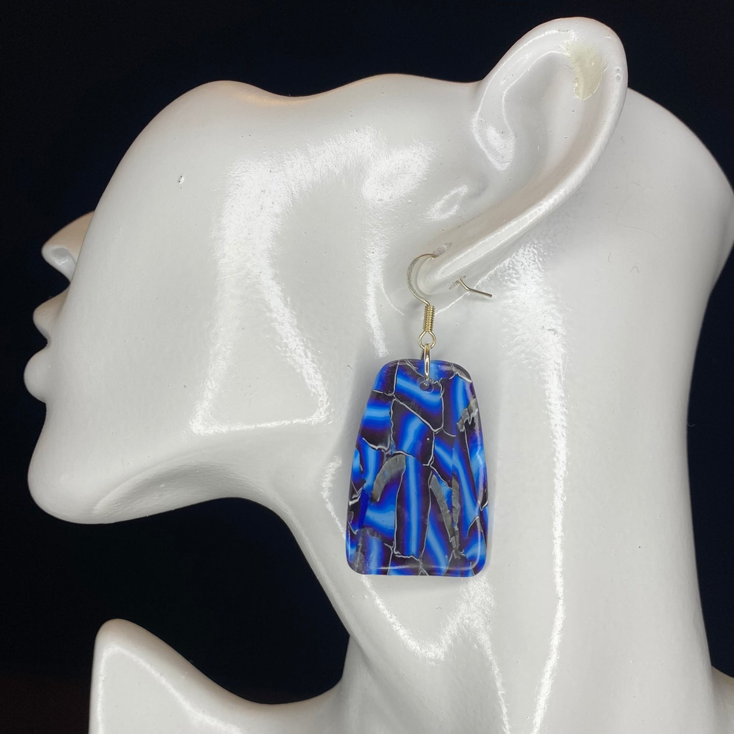 Blue and Black Basketweave Earrings
