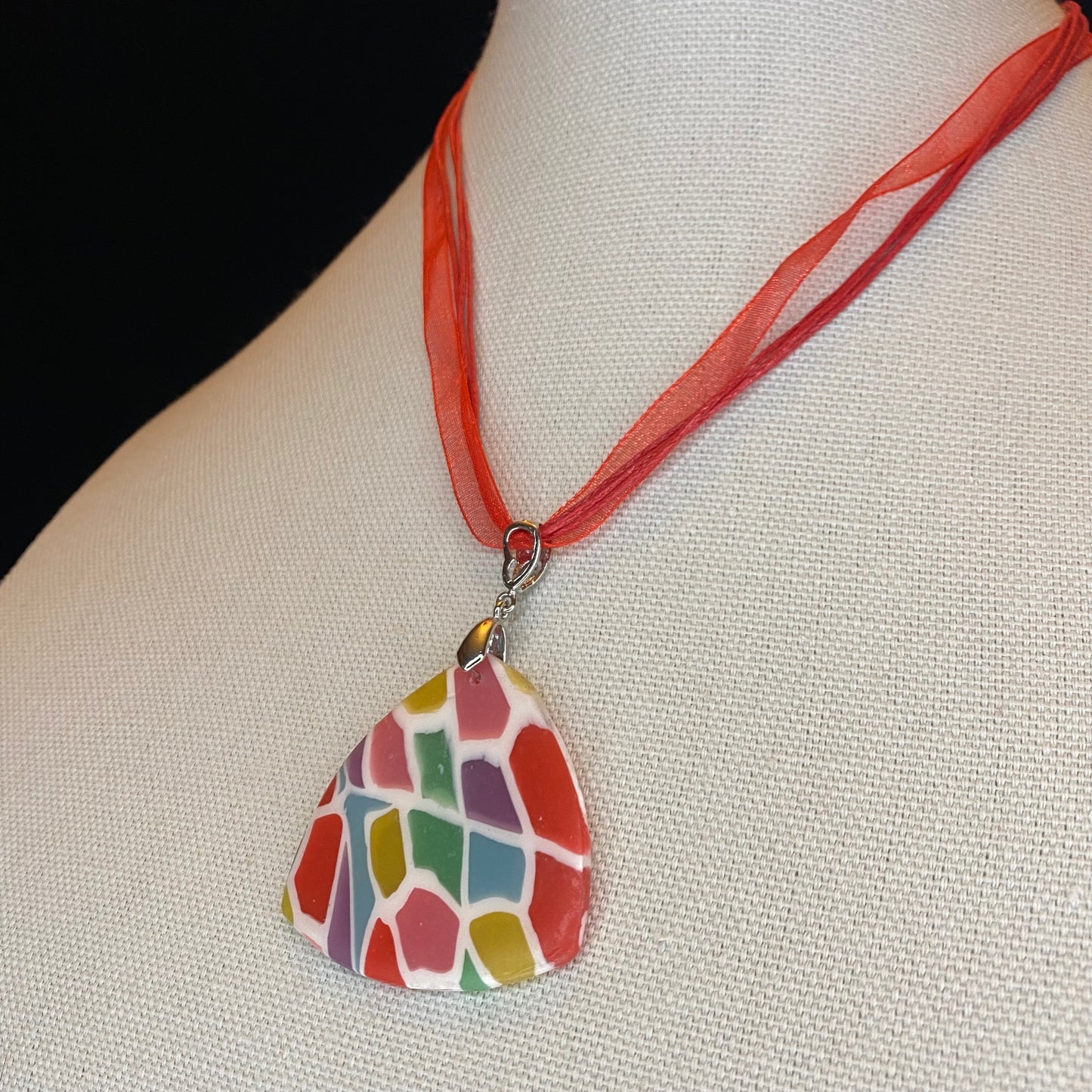Stained Glass Puffy Triangle Pendant