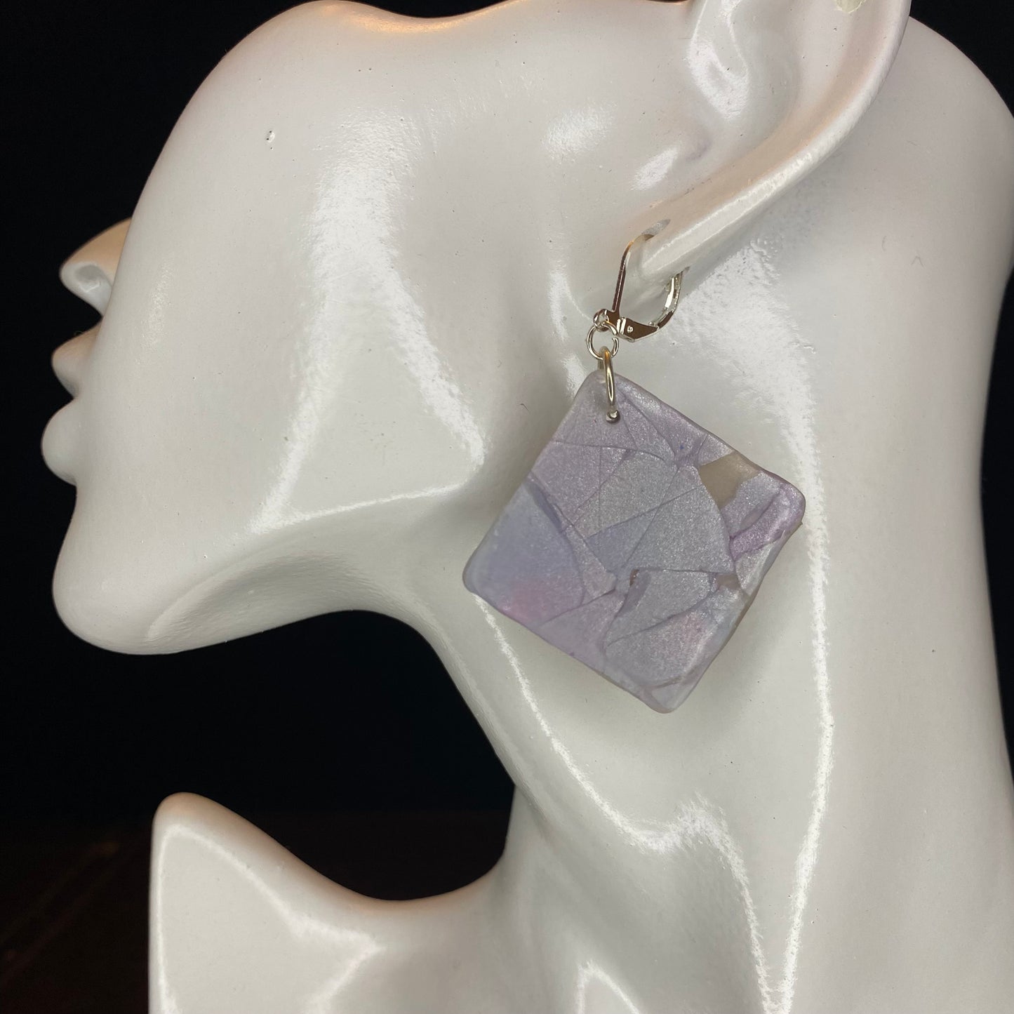 Faux Mother of pearl clay earrings