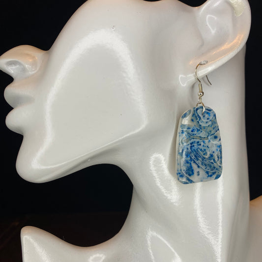 Blue and White Stone Simulated Earrings