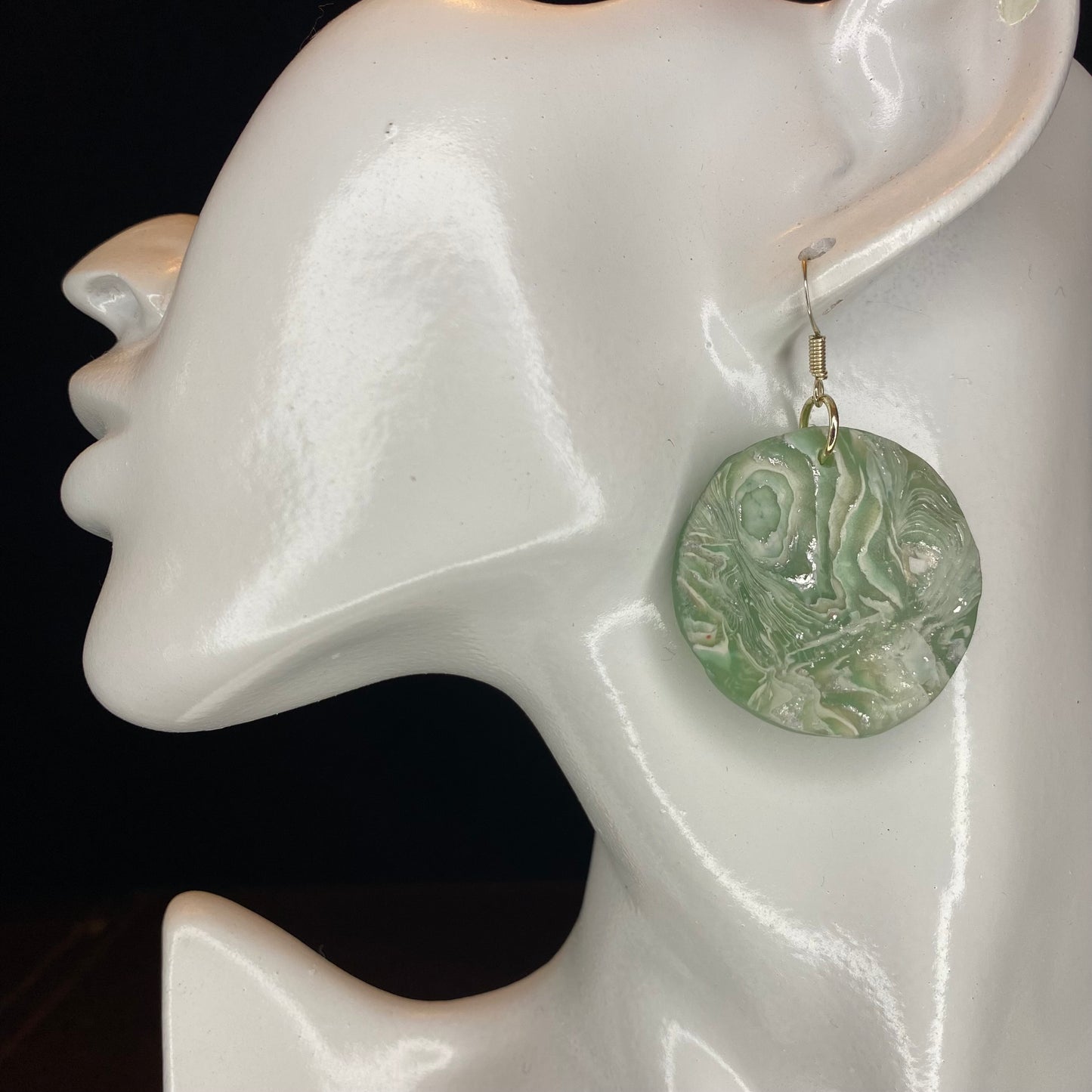 Faux Stone Dimensional Green Earrings
