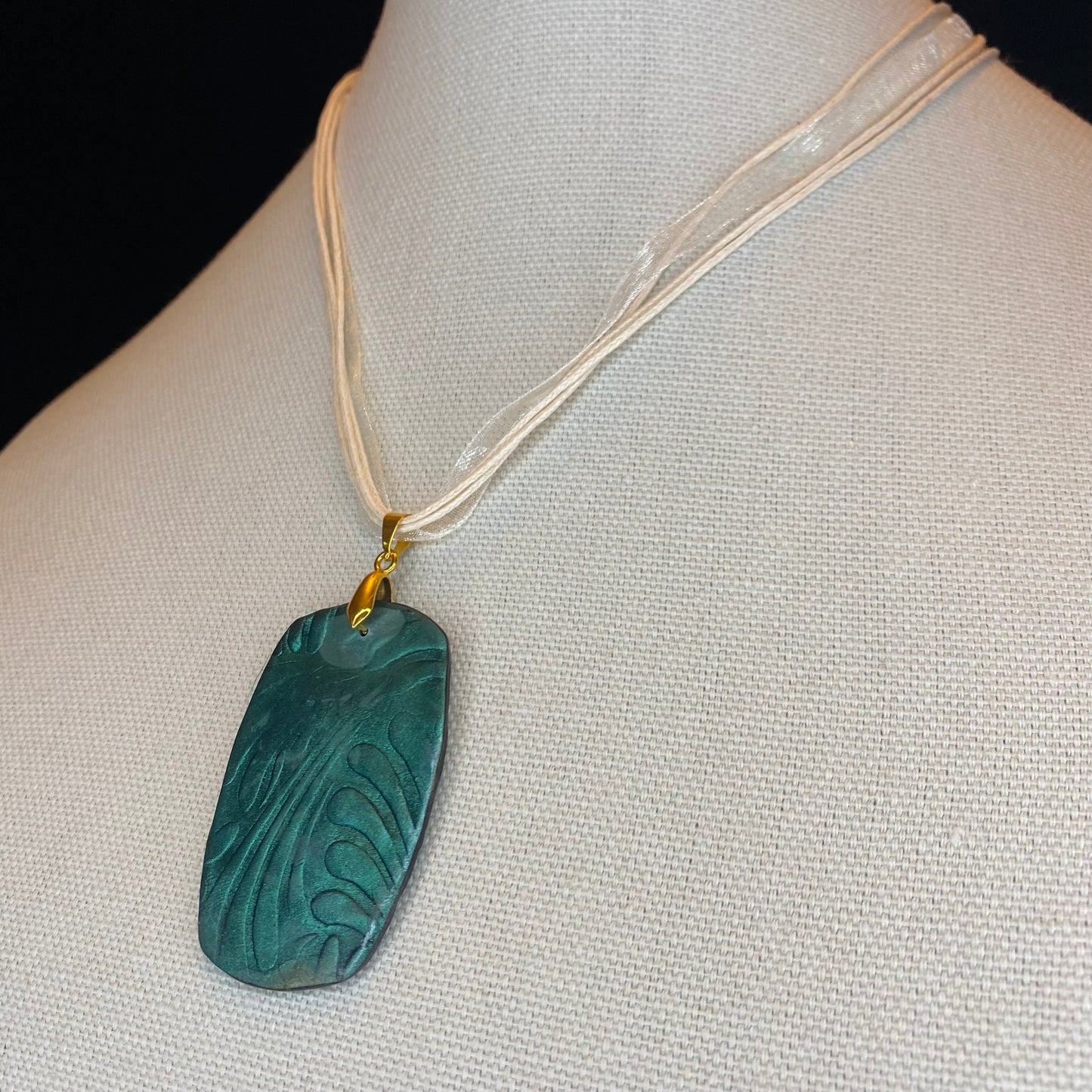 Jasper and Gold Mica Pendant Necklace