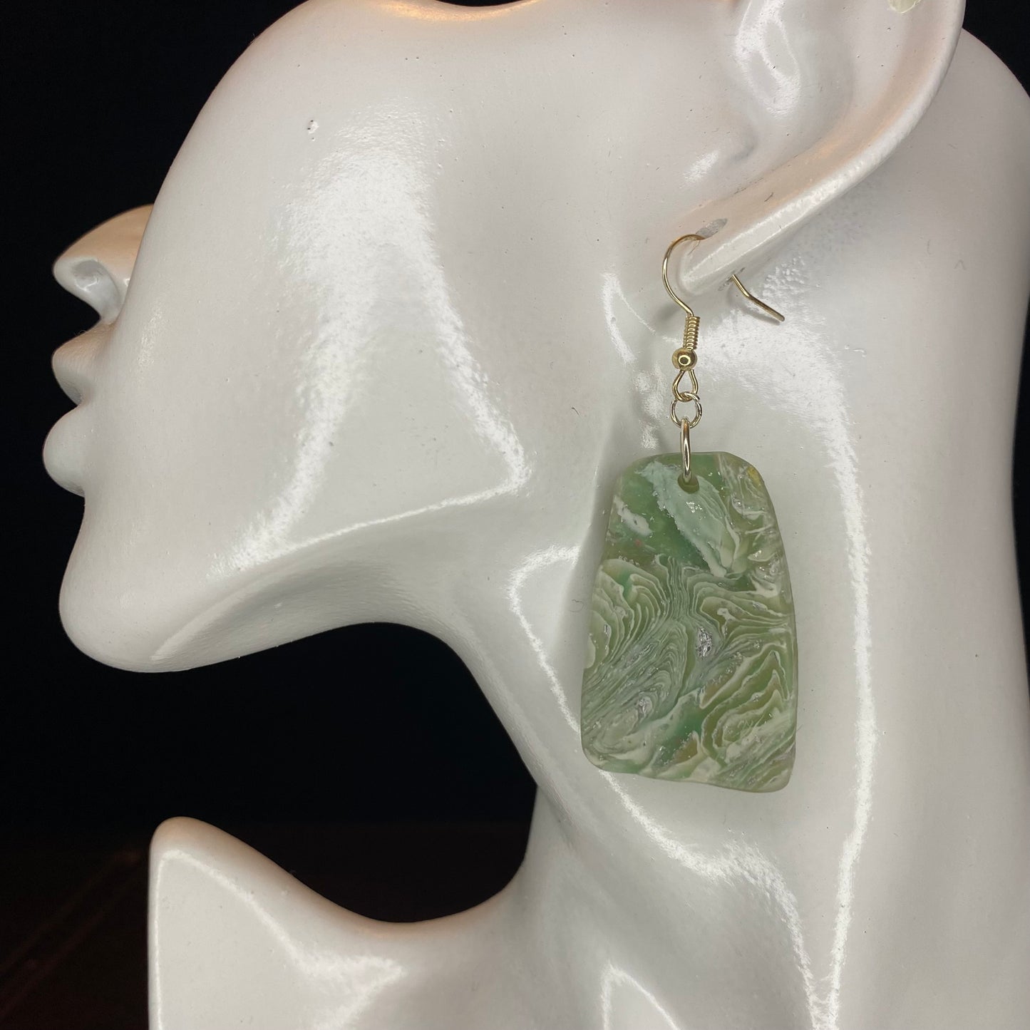 Faux Stone Dimensional Green Earrings
