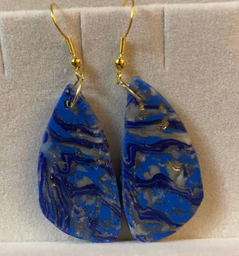 Faux Labradorite Apostrophe wire earrings